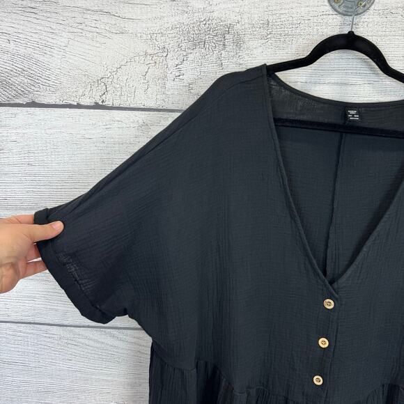 Shein Curve Plus Size Black Gauze Short Sleeve Lightweight Romper Size 24W/6X - Picture 3 of 8